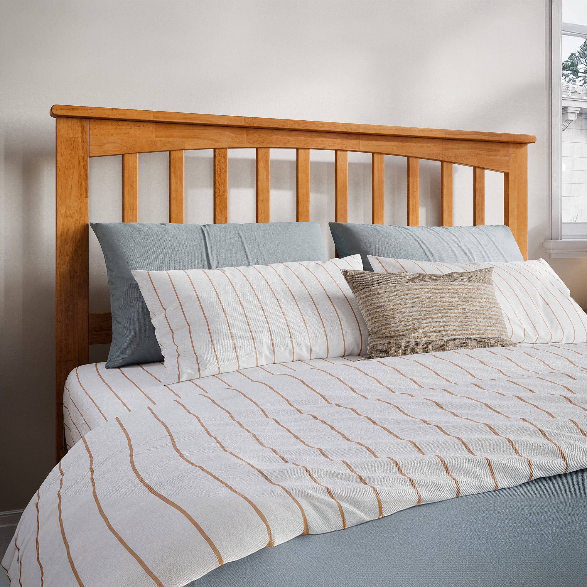 Mission Full Light Toffee Wood Headboard with USB Charger