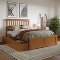 thumbnail image 1 of AFI Mission Full Wood Platform Bed with Footboard and Storage Drawers, Light Toffee, 1 of 6