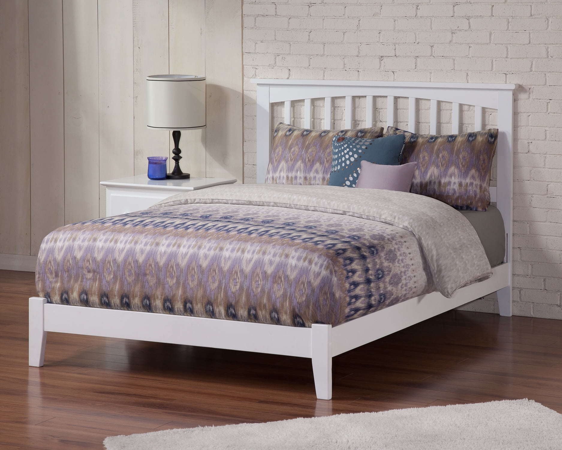 AFI Mission Queen Low Profile Wood Platform Bed, White