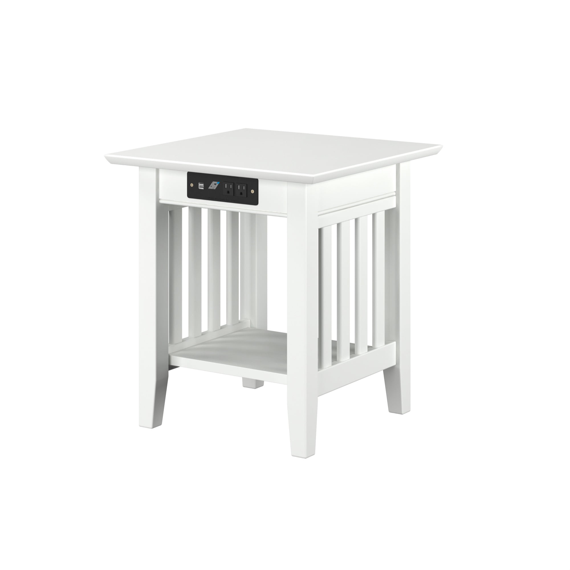 AFI Mission Solid Hardwood Bedroom Bedside Accent End Table with USB ...