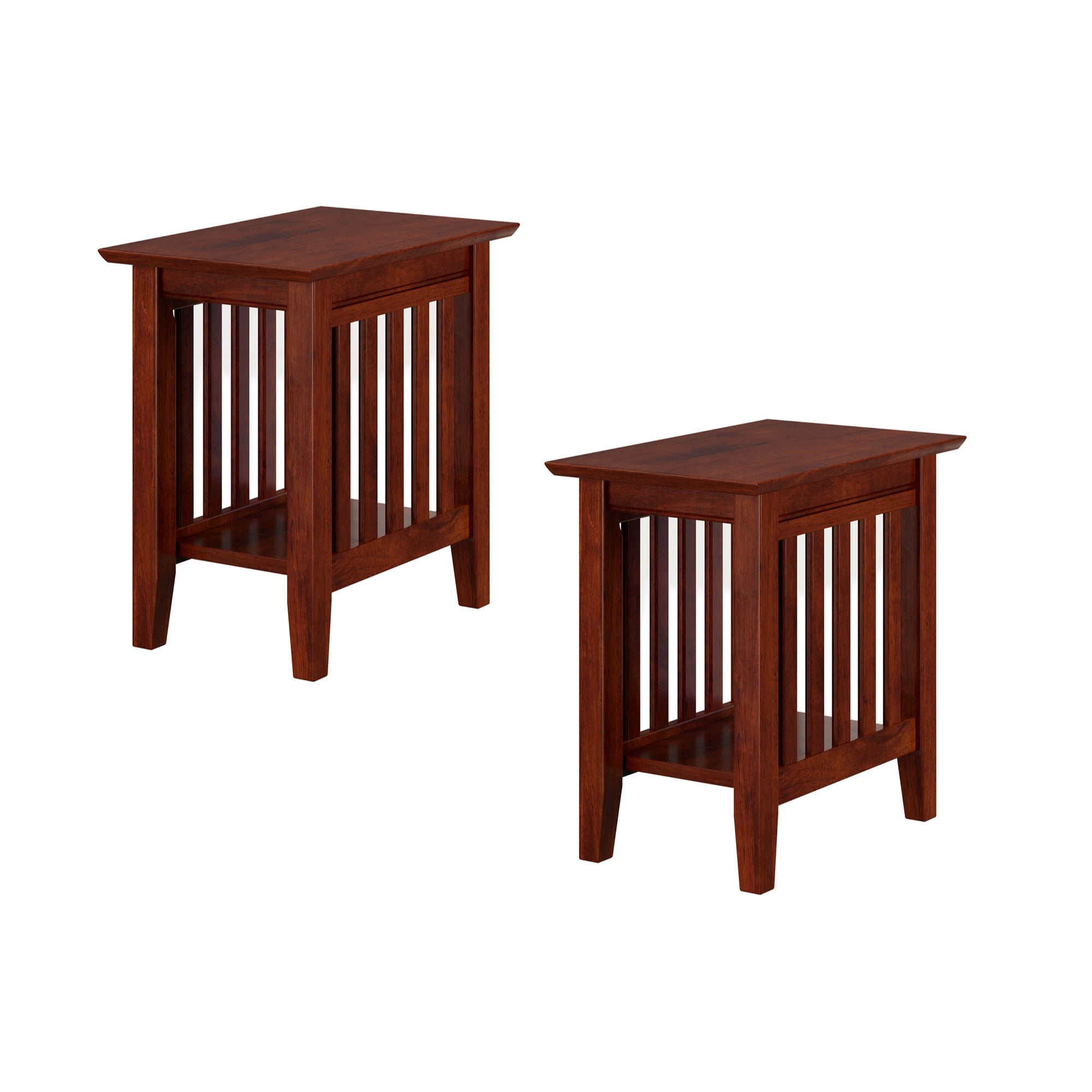 Mission Style Walnut Wood Rectangular End Table Set