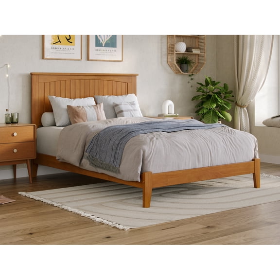 Mission Twin Solid Wood Low Profile Platform Bed in Light Toffee