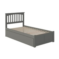 Mission Twin Extra Long Bed with Footboard and Twin Extra Long Trundle in Grey