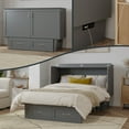 thumbnail image 1 of AFI Monroe Full Solid Wood Murphy Bed Chest with 6" Mattress, Drawer & Charger, Grey, 1 of 22