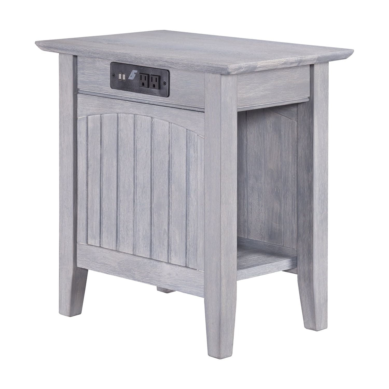 Nantucket Driftwood Rectangular Side Table with Charging Station