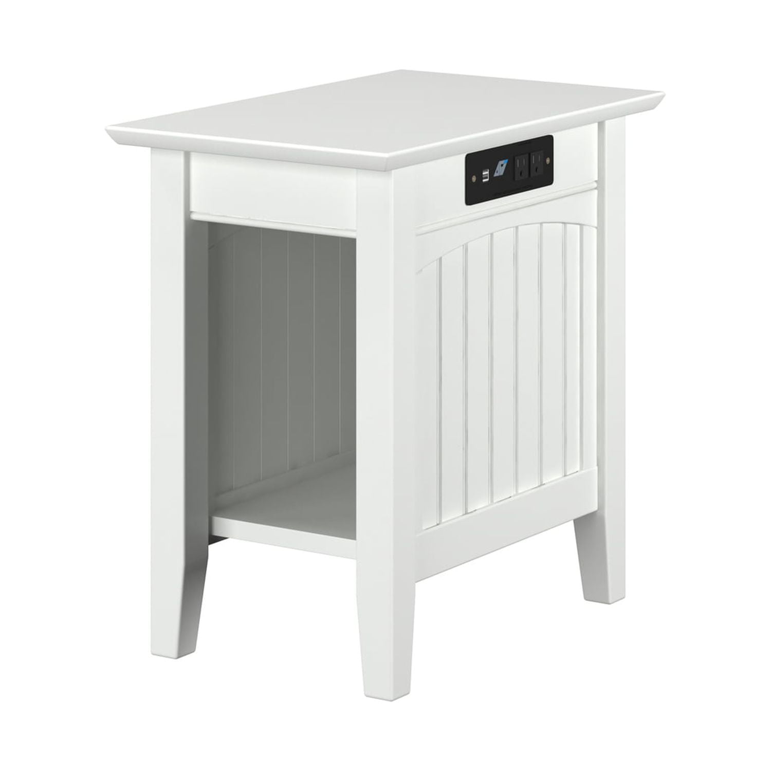 AFI Nantucket Chair Side Table with Charging Station in WalnutFinish