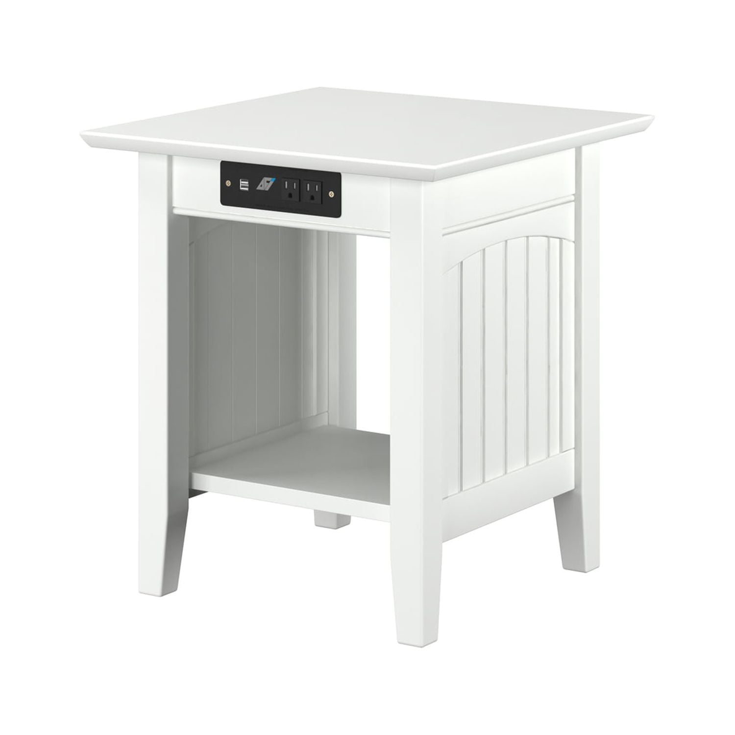 AFI Nantucket End Table with Charging Station in DriftwoodFinishWhite