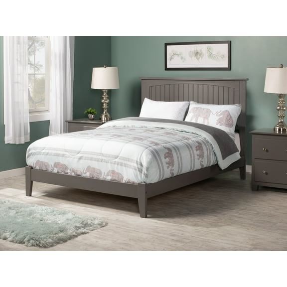 AFI Nantucket Full Low Profile Wood Platform Bed Frame with Cottage Headboard, Grey