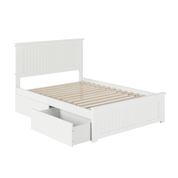 AFI Nantucket Full Platform Bed with 2 Bed Drawers in White