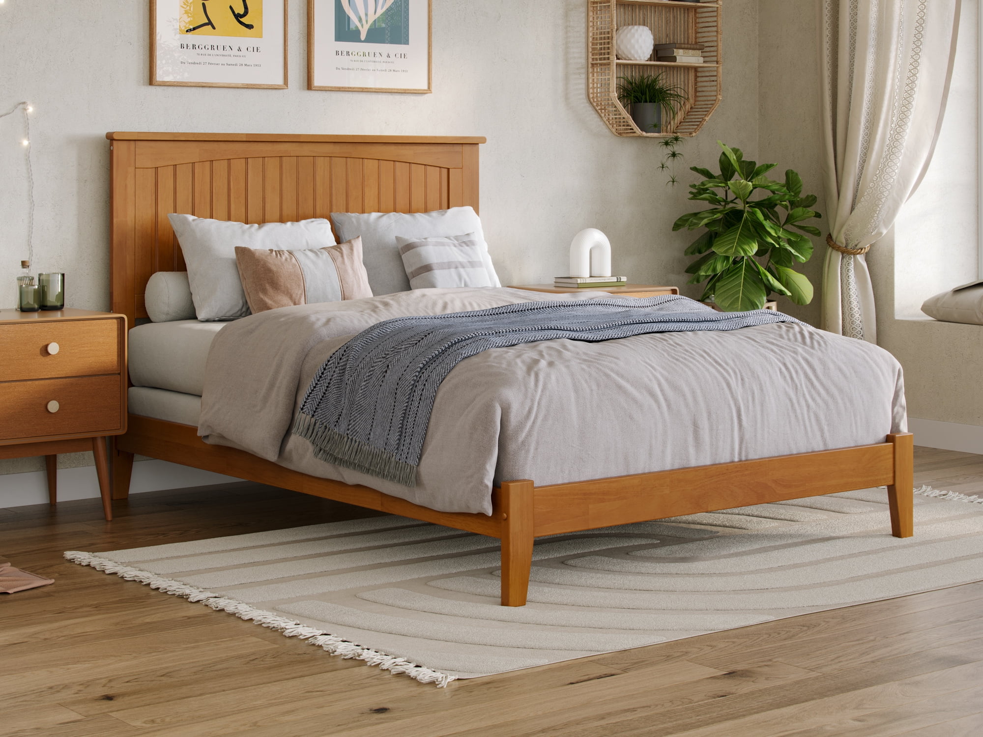 Nantucket Light Toffee Full Upholstered Solid Wood Bed Frame