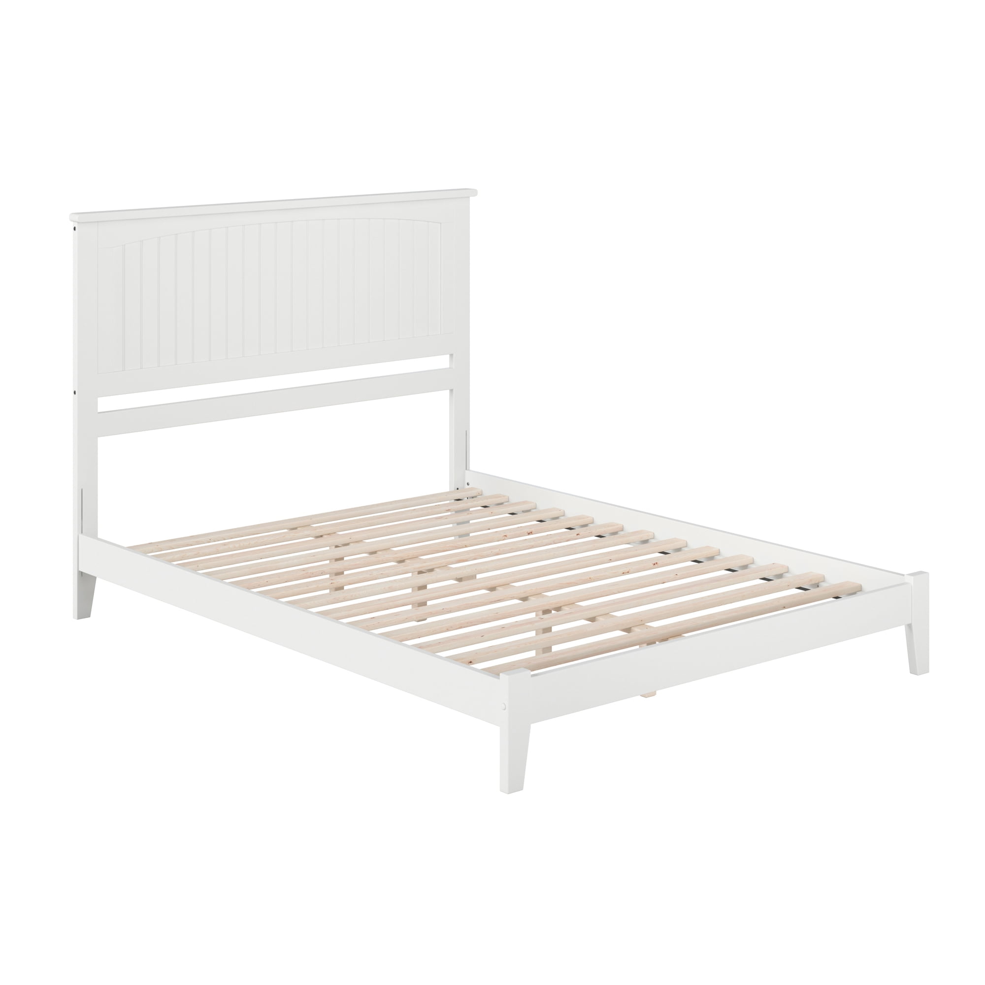 AFI Nantucket King Low Profile Wood Platform Bed Frame with Cottage Headboard, White