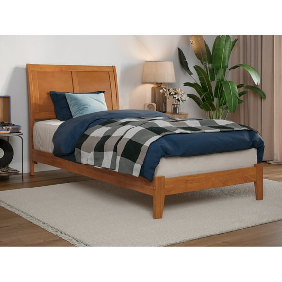Nantucket King Solid Wood Low Profile Platform Bed in Light Toffee