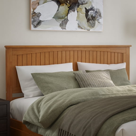 AFI Nantucket King Solid Wood Panel Headboard with Attachable Charger, Light Toffee