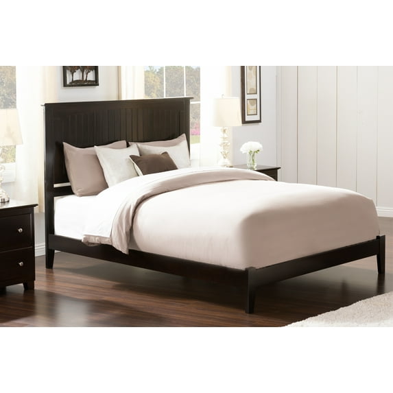 AFI Nantucket Queen Low Profile Wood Platform Bed Frame with Cottage Headboard, Espresso