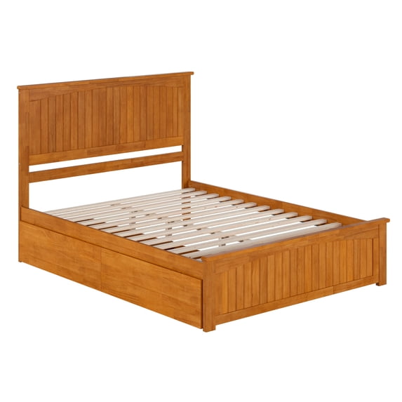 AFI Nantucket Queen Platform Bed with Matching Footboard and Storage Drawers, Light Toffee