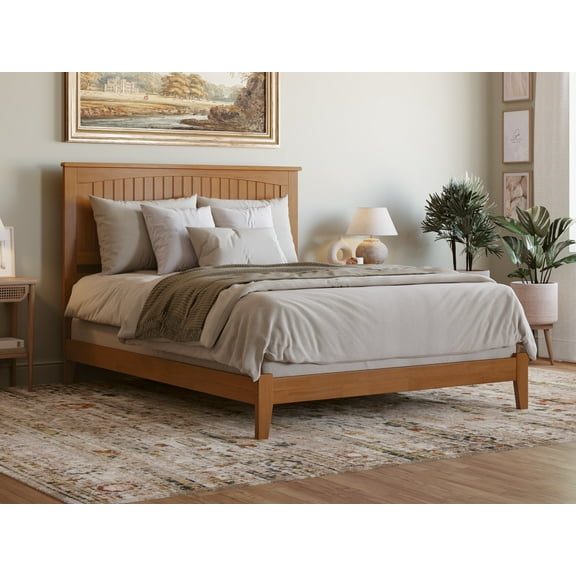 AFI Nantucket Queen Solid Wood Foundation Bed, Light Toffee