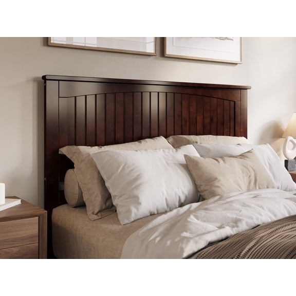 AFI Nantucket Queen Solid Wood Panel Headboard with Attachable Charger, Walnut