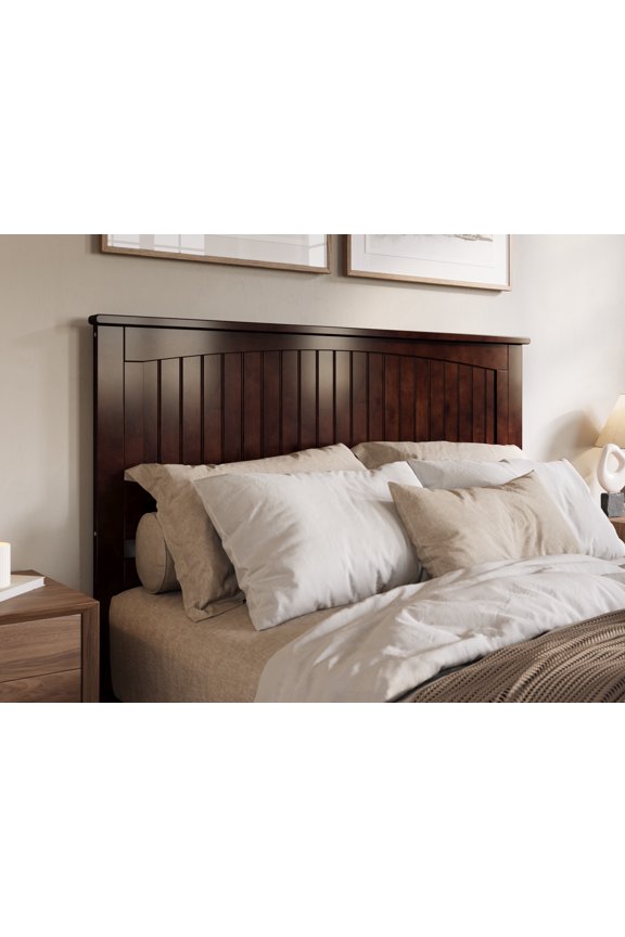 AFI Nantucket Queen Solid Wood Panel Headboard with Attachable Charger, Walnut