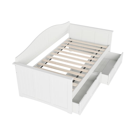 AFI Nantucket Twin Wood Daybed with Set of 2 Drawers in White