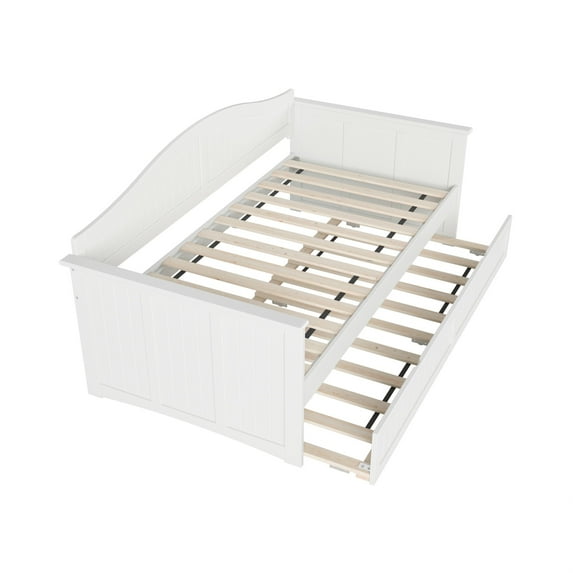 AFI Nantucket Twin Wood Daybed with Twin Size Trundle in White