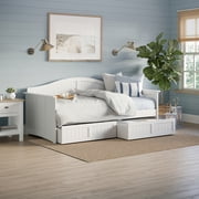 AFI Nantucket Wood Twin Size Daybed Frame with 2 Storage Drawers White