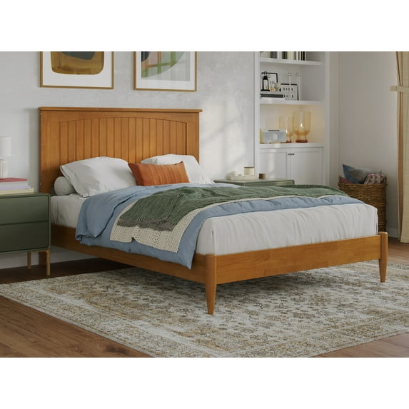 AFI Naples Full Solid Wood Low Profile Platform Bed, Light Toffee