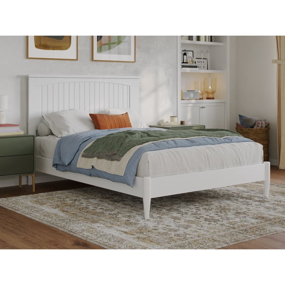 AFI Naples Full Solid Wood Low Profile Platform Bed, White