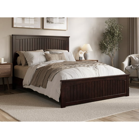 AFI Naples Queen Solid Wood Low Profile Platform Bed with Matching Footboard, Espresso