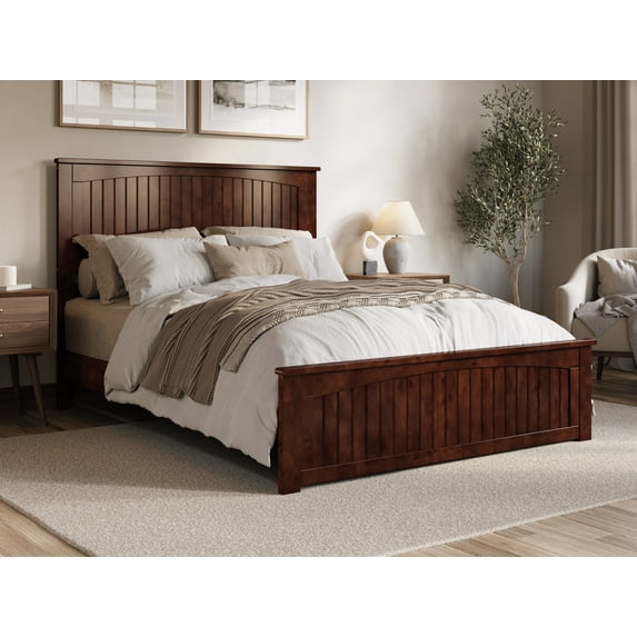 AFI Naples Queen Solid Wood Low Profile Platform Bed with Matching Footboard, Walnut
