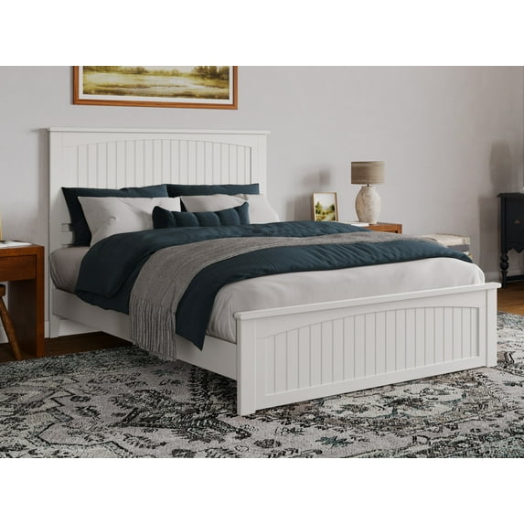 AFI Naples Queen Solid Wood Low Profile Platform Bed with Matching Footboard, White
