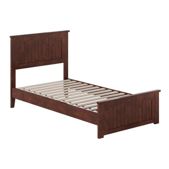 AFI Naples Twin Solid Wood Low Profile Platform Bed with Matching Footboard, Walnut