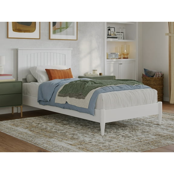 AFI Naples Twin-XL Solid Wood Low Profile Platform Bed, White