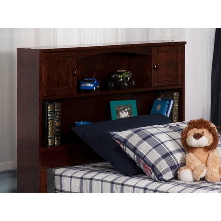 AFI Newport Bookcase Headboard with USB Charging Station Walnut Twin