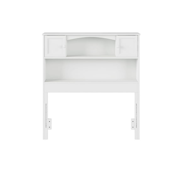 AFI Newport Bookcase Headboard with USB Charging Station White Twin