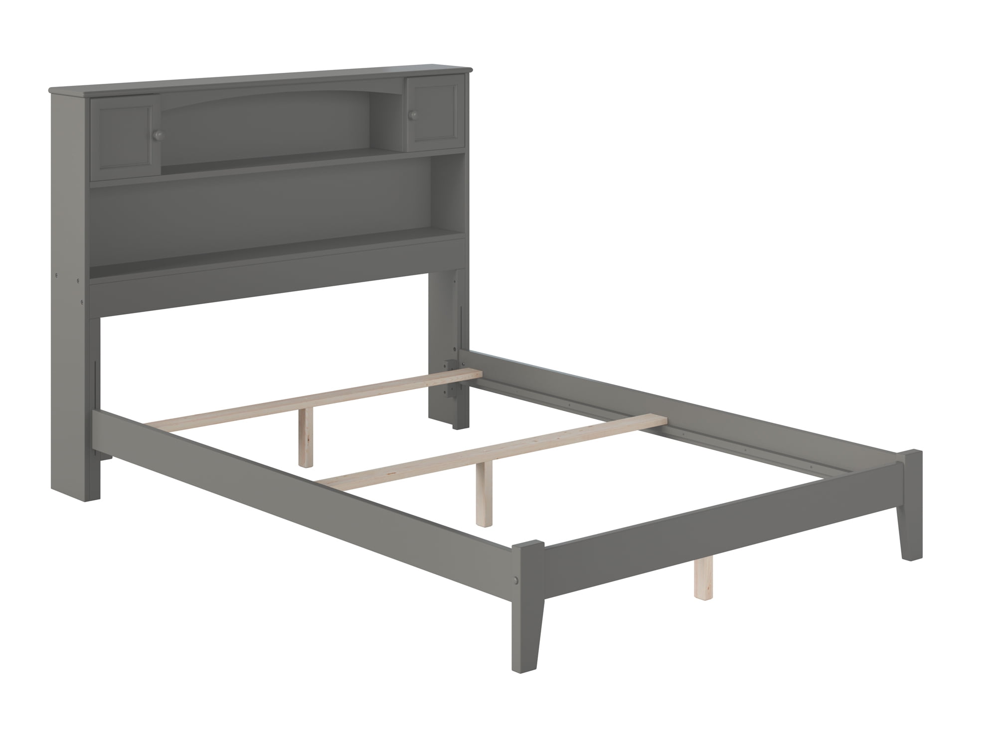 AFI Newport Full Solid Wood Foundation Bed with Storage Headboard, Grey