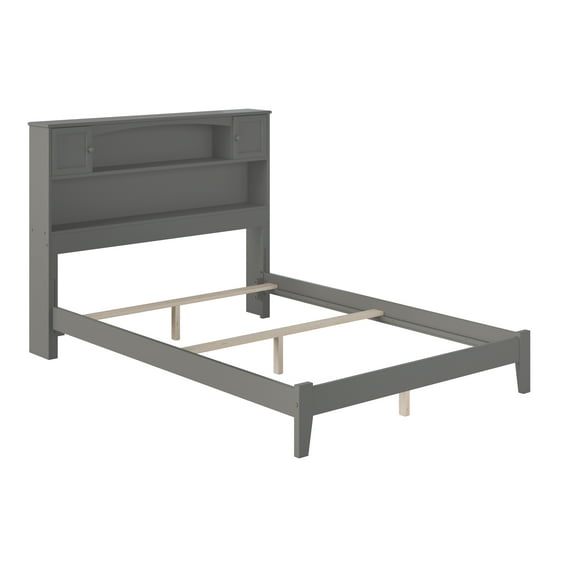 AFI Newport Full Solid Wood Foundation Bed with Storage Headboard, Grey