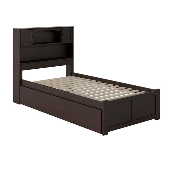 Newport Twin Extra Long Bed with Footboard and Twin Extra Long Trundle in Espresso