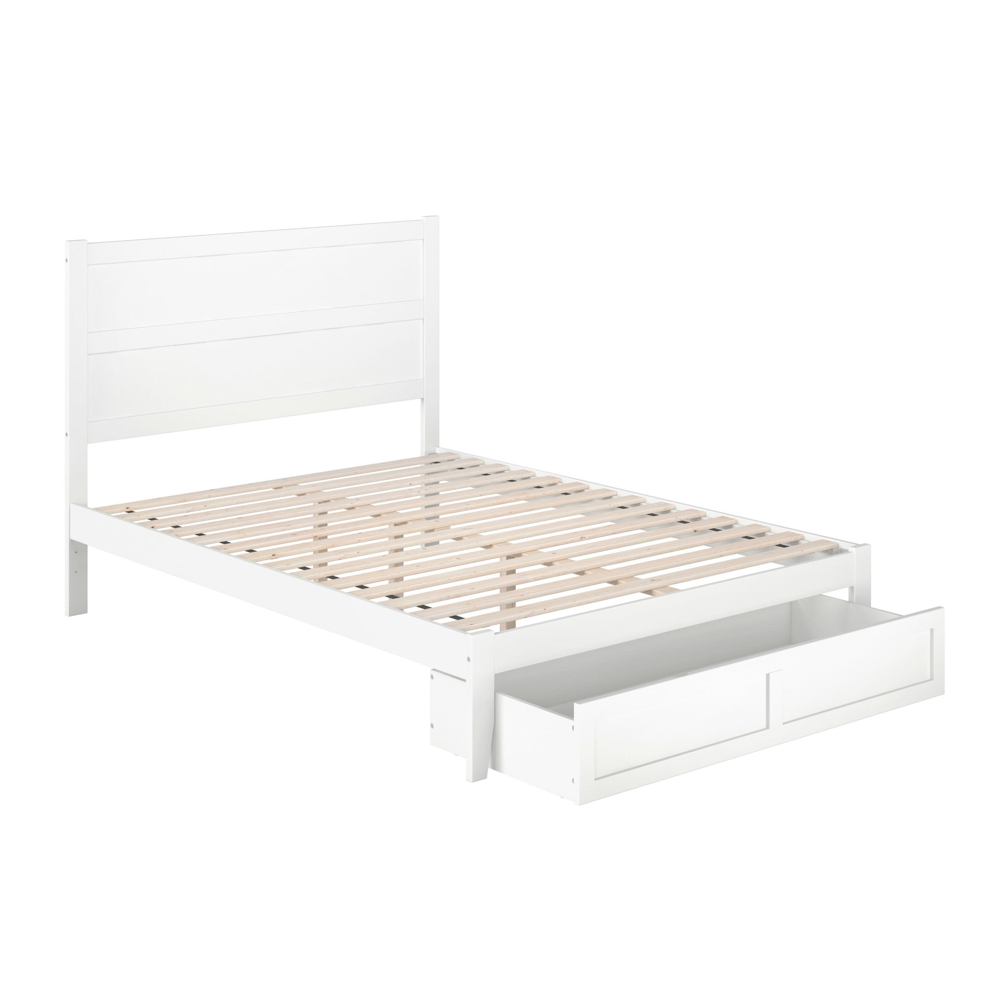 AFI NoHo 14" Queen Wood Platform Bed Frame with Foot Drawer Storage, White