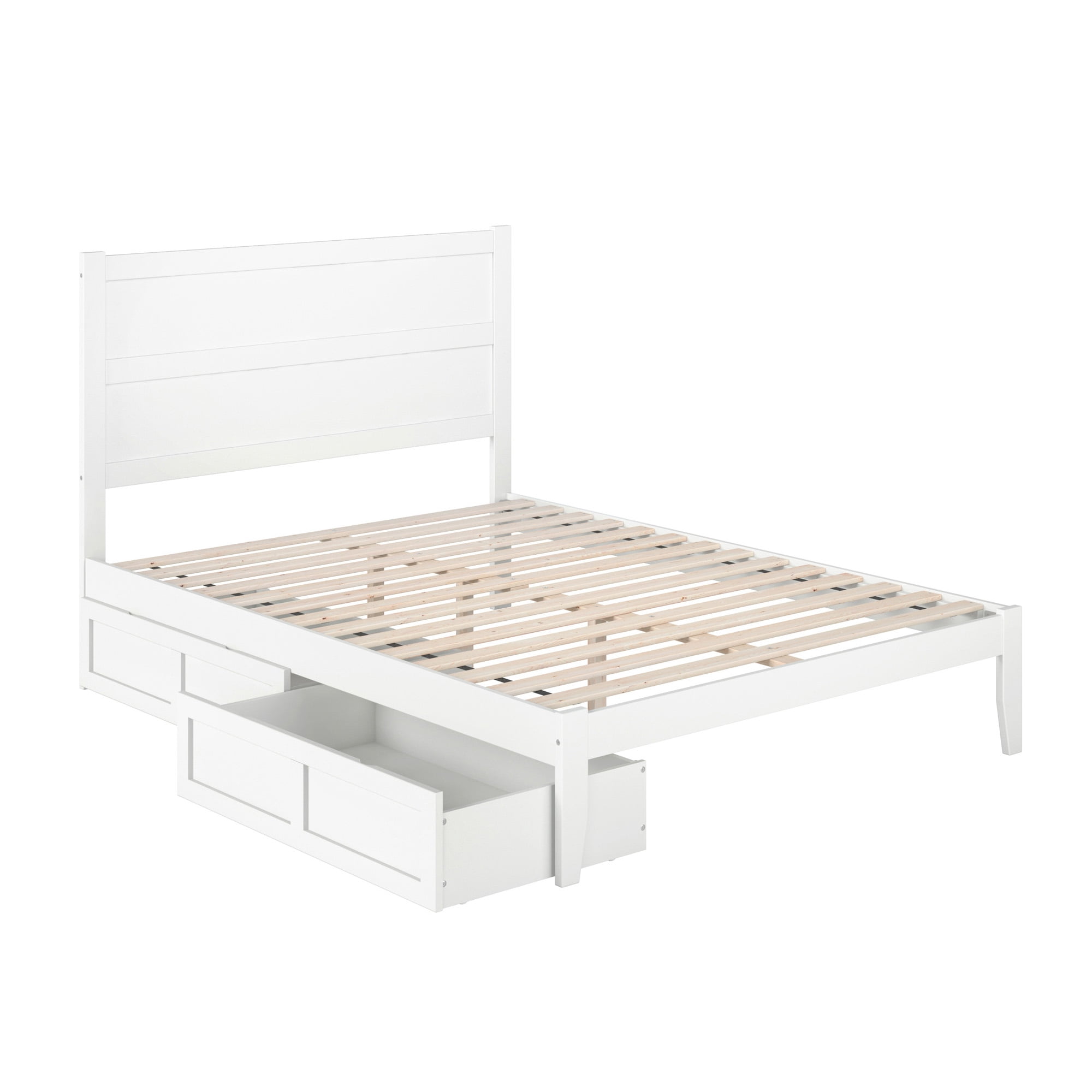AFI NoHo 14" Queen Wood Platform Bed Frame with Set of 2 Storage Drawers, White