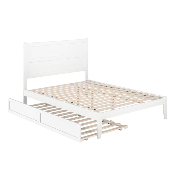 AFI NoHo 14" Queen Wood Platform Bed Frame with Twin XL Trundle, White