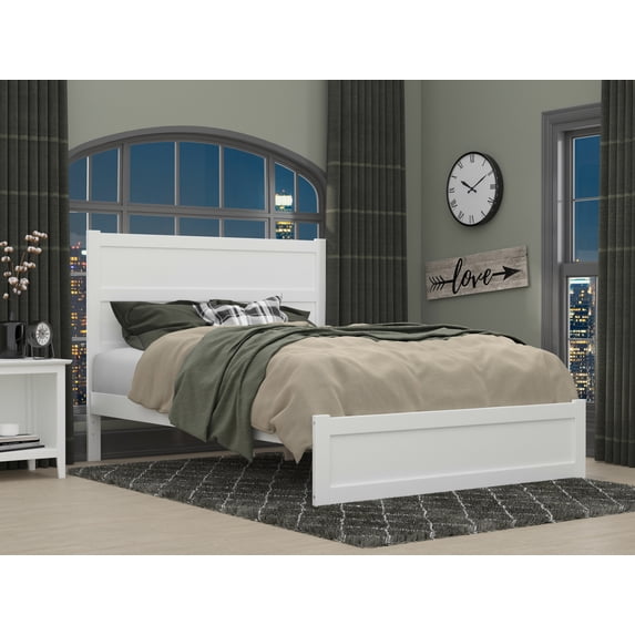 AFI NoHo 14" Queen Wood Platform Bed with Modern Panel Headboard and Footboard, White