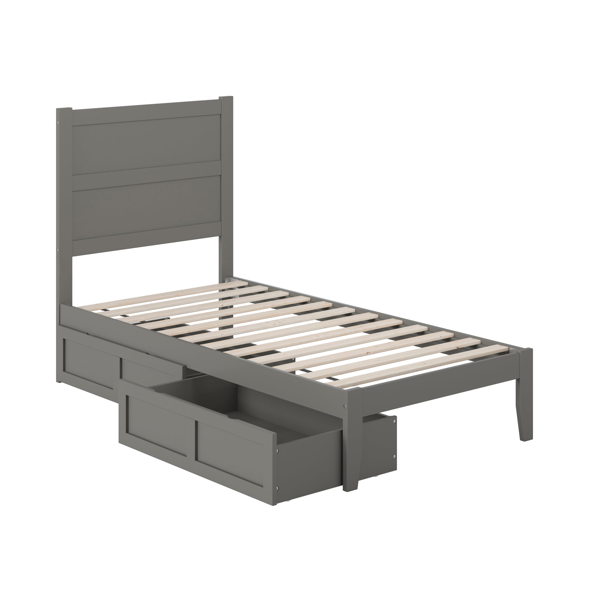 AFI NoHo 14" Twin Wood Platform Bed Frame with Set of 2 Storage Drawers, Grey