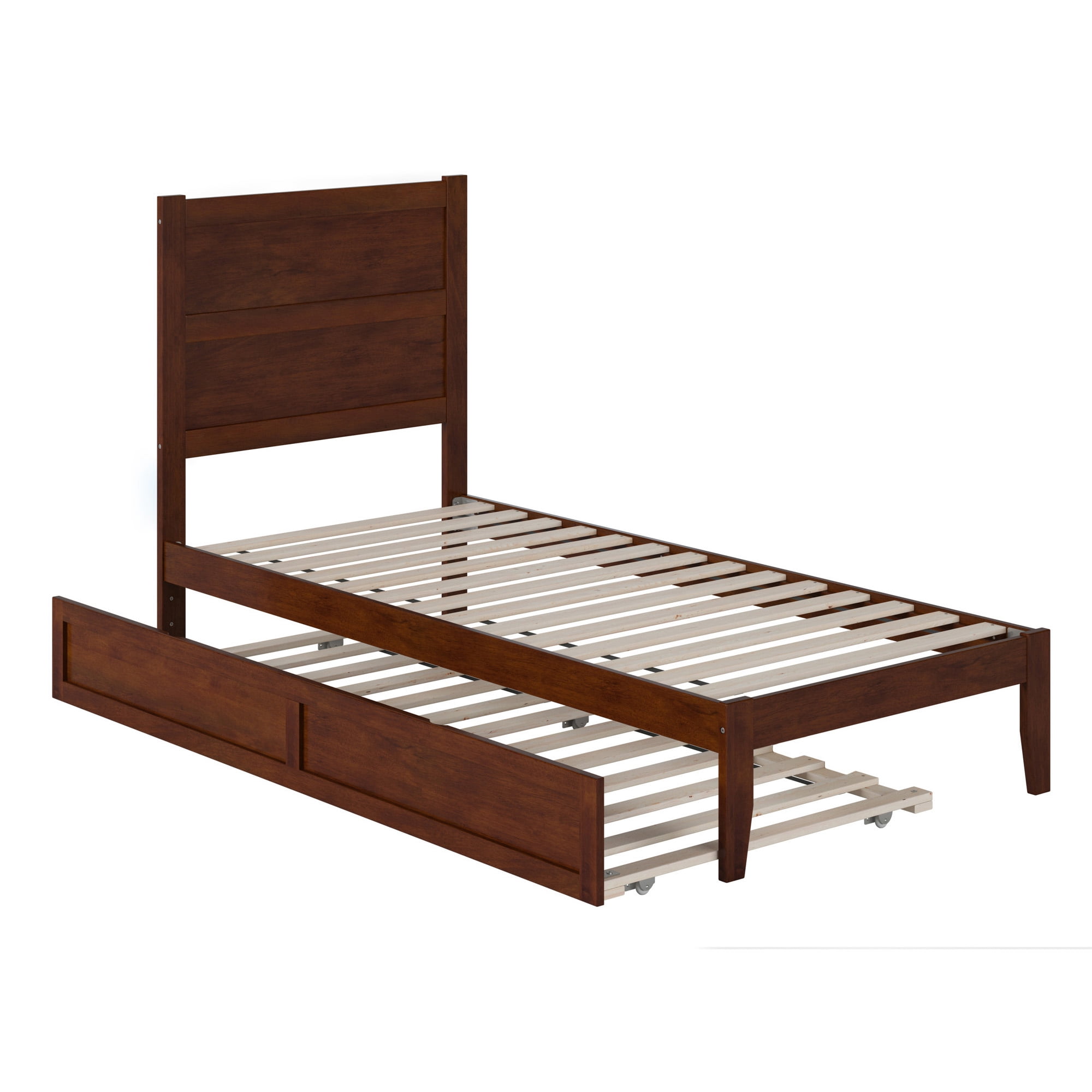 AFI NoHo 14" Twin XL Wood Platform Bed Frame with Twin XL Trundle, Walnut