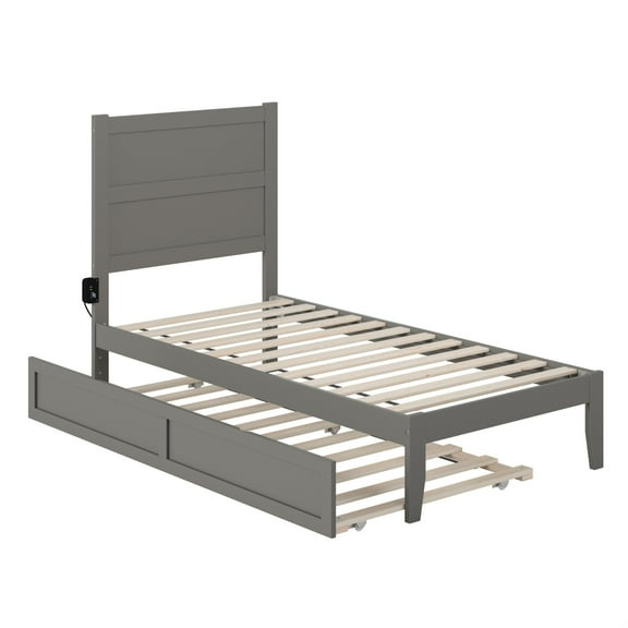 AFI NoHo Farmhouse Solid Wood Twin Bed with Twin Trundle in Gray