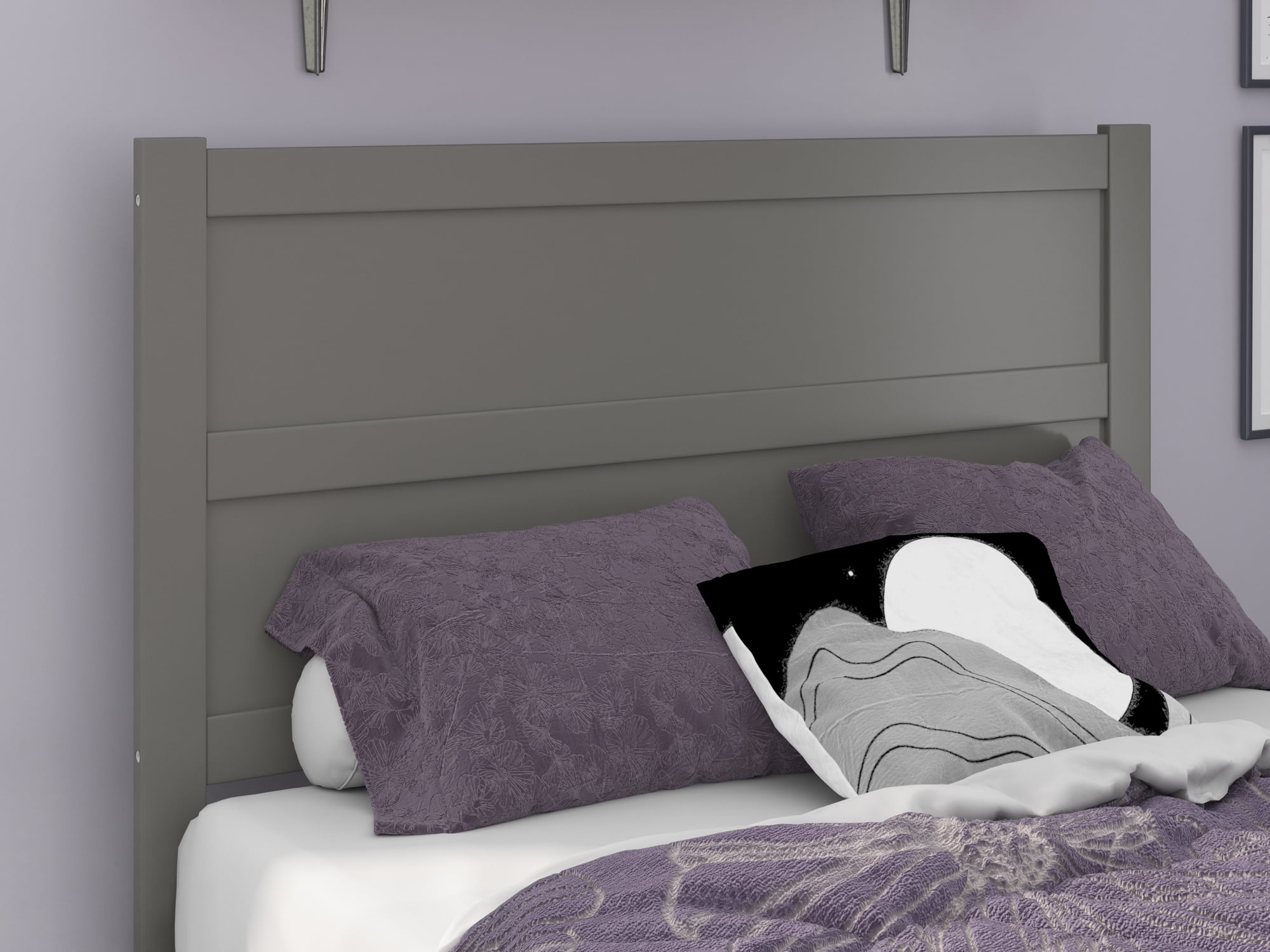 AFI NoHo Modern Panel Wood Headboard, Full, Grey