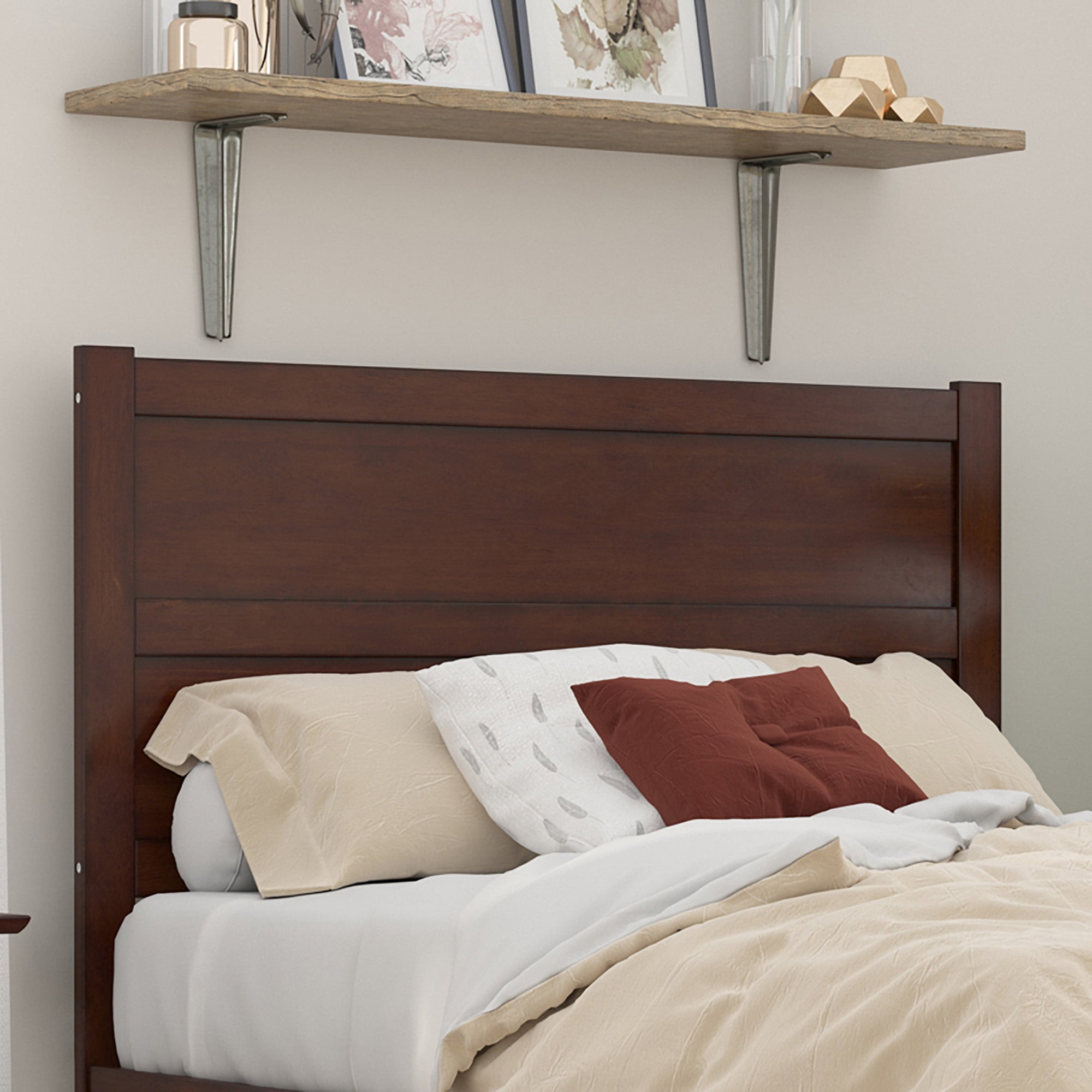 AFI NoHo Modern Panel Wood Headboard, Full, Walnut