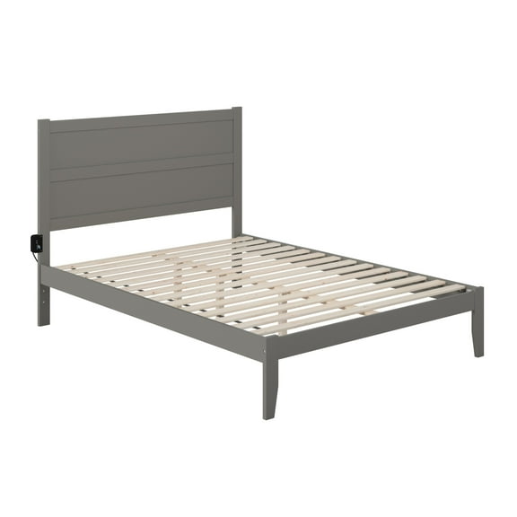 AFI NoHo Transitional Solid Wood Queen Platform Bed with USB Charger in Gray