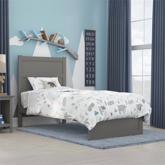 AFI NoHo Transitional Wood Twin Bed with Matching Footboard in Gray
