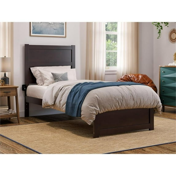 AFI NoHo Twin XL Solid Wood Bed with Footboard and USB Charger in Espresso