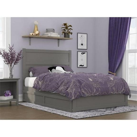 AFI NoHo Wood Full Bed with Footboard and Twin Trundle in Gray